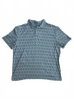 Burlebo Men's Short Sleeve Performance Golf Polo Shirt w Tropical Print Size XL